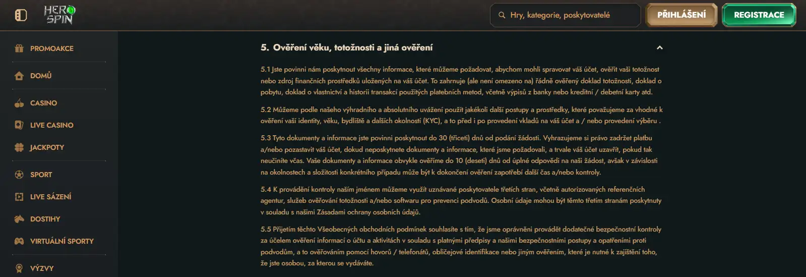 Herospin registrace a KYC: ověření účtu krok za krokem